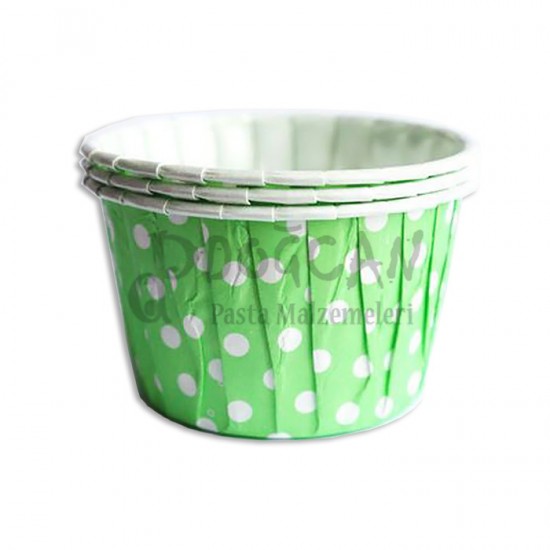 Muffin Cupcake Yeşil Puantiyeli Pet Kapsül 20'li